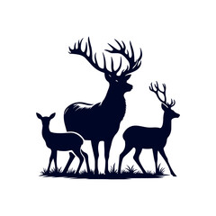 Vector Deer silhouette design illustration template