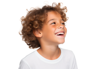 Happy young boy expressing joy with a big smile Isolated on white background