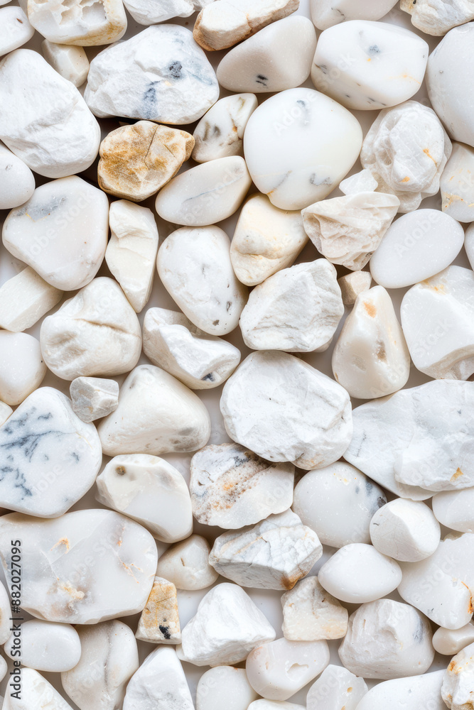 Poster close-up of various white stones creating a and natural pattern perfect for design backgrounds and n