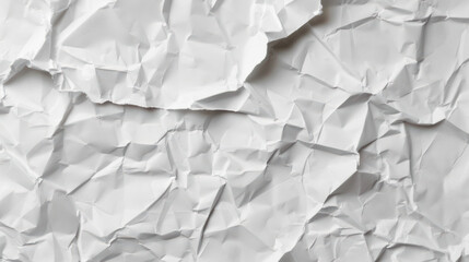 Fototapeta premium Close-up of crumpled white paper texture, providing a detailed view of wrinkles and creases for backgrounds, designs, and creative projects.