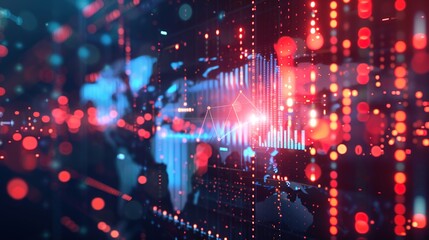 Illuminated Global Market Trends: Data Analytics on Soft Glowing Computer Screen