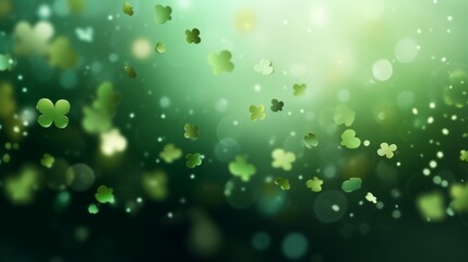Obraz premium Clover Confetti with Green Bokeh Background