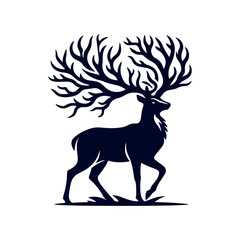 Vector Deer silhouette design illustration template