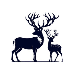 Vector Deer silhouette design illustration template