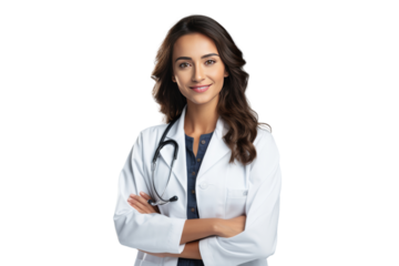 Smiling female doctor Demonstrates trustworthiness and professionalism, paying attention to lighting, color, brightness, and composition in a timely manner.