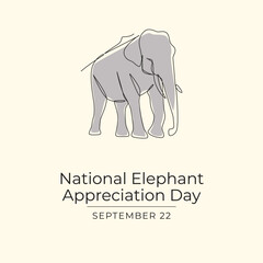 National Elephant Appreciation Day vector design template good for celebration usage. Elephant Appreciation Day design. Continuous line drawing. eps 10.