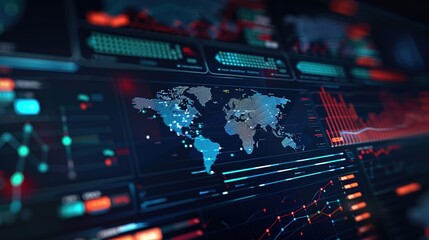 Fototapeta premium Digital Transformation: Close-up of Business Application Displaying Global Internet Metrics