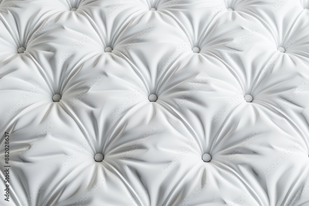 Poster luxurious white upholstered surface with button-tufted design, creating a sophisticated and elegant 