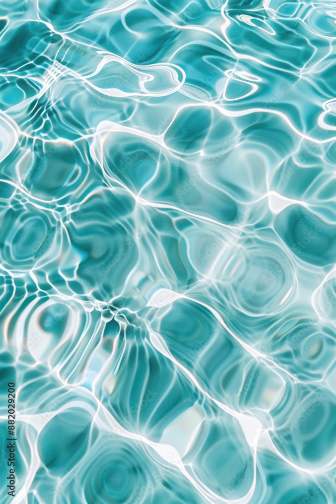 Poster abstract turquoise water ripple pattern with light reflections creating a tranquil and mesmerizing t