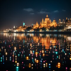 Fototapeta premium Vibrant and Colorful Happy Diwali Night The Festival of Light