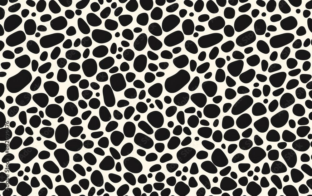 Poster abstract black and white pattern resembling irregular spots, creating a modern and stylish backgroun