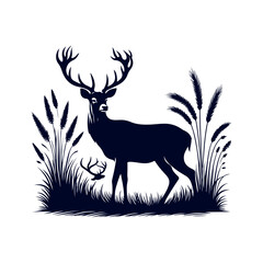 Vector Deer silhouette design illustration template