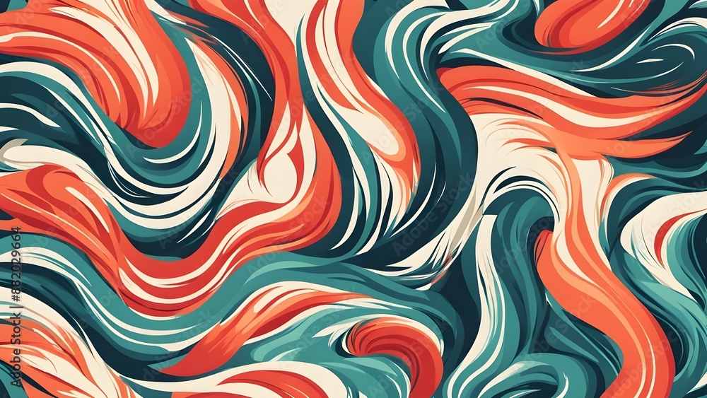 Poster wavy and swirled brush strokes vector seamless pattern. bold curved lines and squiggles ornament.