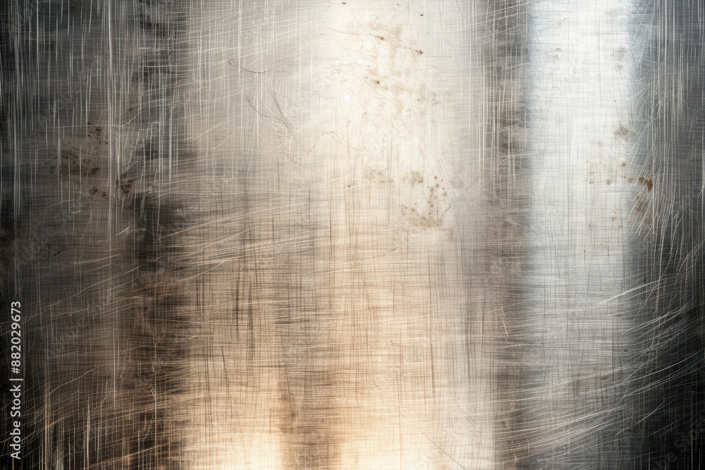Poster abstract close-up of a scratched metallic surface with brushed textures and varying light reflection