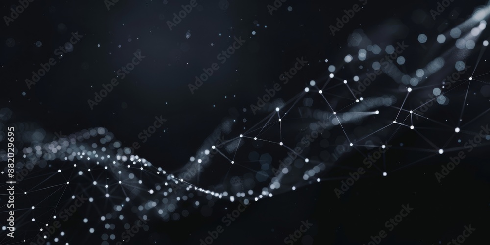 Poster digital network background with interconnected points and lines symbolizes technology and communicat
