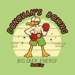 Duck Boxing Vintage And Retro Mascot Illustration