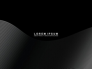 Abstract futuristic dark black background with wave design. Realistic 3d wallpaper with luxurious flowing lines. Perfect background for posters, websites, brochures, banners, applications, etc.