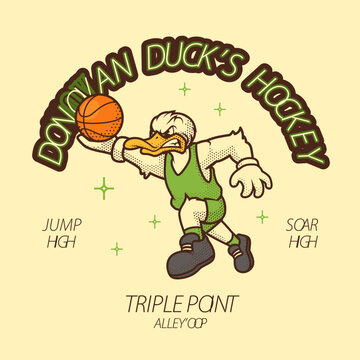 Duck Basketball Vintage And Retro Mascot Illustration