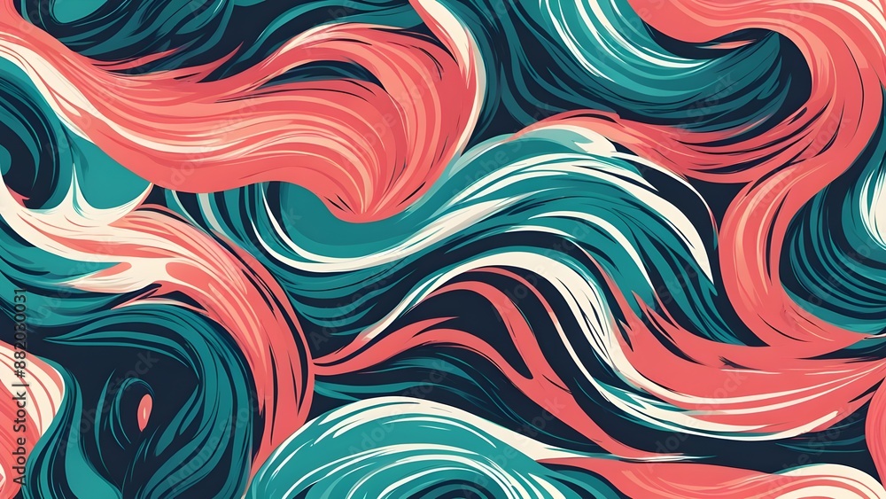 Poster wavy and swirled brush strokes vector seamless pattern. bold curved lines and squiggles ornament.