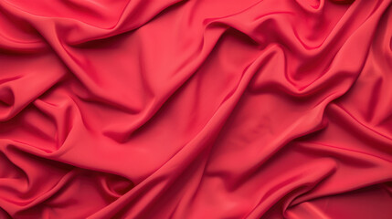 Obraz premium Close-up of luxurious red silk fabric with smooth, elegant folds creating a vibrant and rich texture, perfect for backgrounds and fashion design projects.