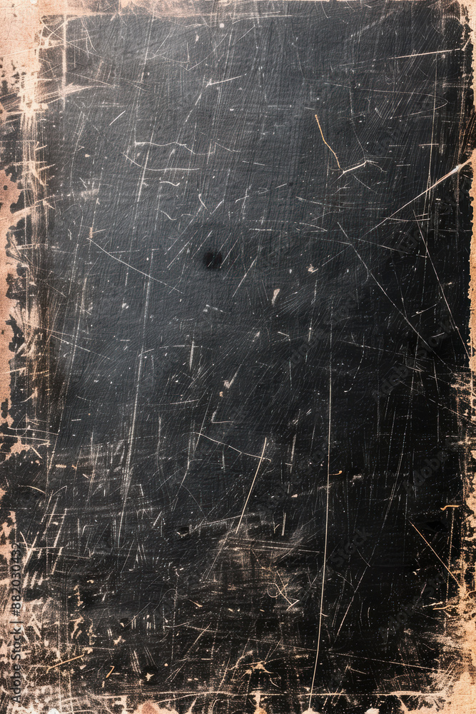 Aufkleber a heavily scratched and weathered black chalkboard texture with worn edges, perfect for adding a gru