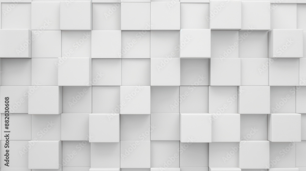 Poster abstract white geometric cube pattern background. futuristic design with square shapes creating a mo