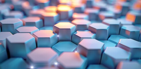 Obraz premium Abstract Hexagon Pattern With Blue and White Hues