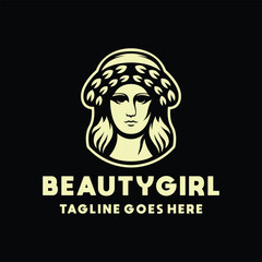 Beauty Women Logo Vector, Luxury Emblem Icon Symbol, Face Girl Creative Vintage Graphic Design