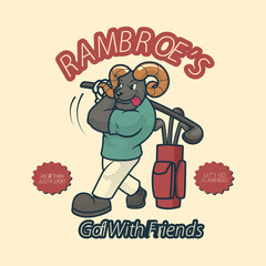 Ram Golf Vintage And Retro Mascot Illustration