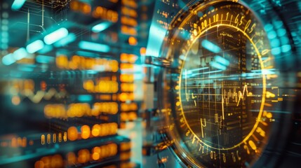 Futuristic Digital Interface with Data Visualization