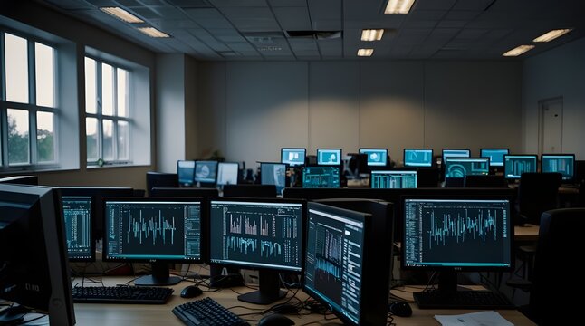 A wide angle shot of a programmers workspace with mult.generative.ai