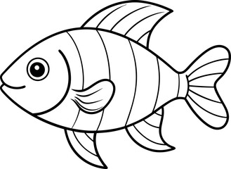 fish silhouette vector, black and white Background