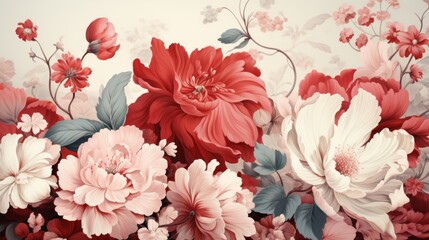 Floral Arrangement in Red and White Tones