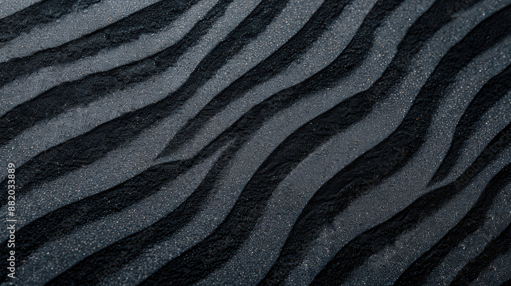 Poster Black textured abstract background with wavy pattern creating a dynamic and elegant visual effect, ideal for modern design uses.
