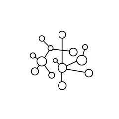 single line molecule icon. Chemical science, molecular structure, DNA cell protein vector illustration in chemical laboratory.  Scientific research..eps