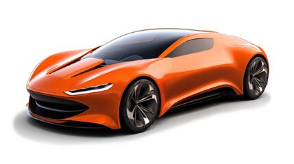 Modern orange sports concept car - top down side view (clipping path)