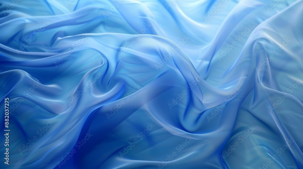 Poster Abstract blue fabric texture with flowing, wavy patterns. Perfect for backgrounds or artistic projects.