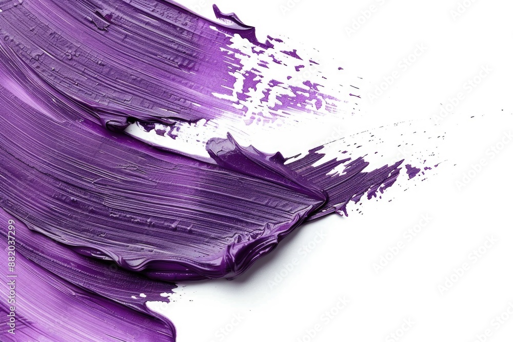 Poster close-up view of purple paint on a white surface, suitable for art or design projects