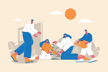 Flat design family scenes