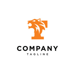 Letter T Tiger Head Logo Icon Vector Template