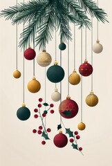 A Bare Tree Adorned With Christmas Ornaments