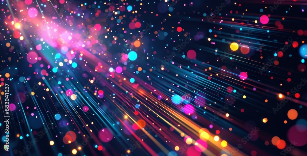 Poster a dot point connects between gradient lines and aesthetic intricate wave lines, internationalization
