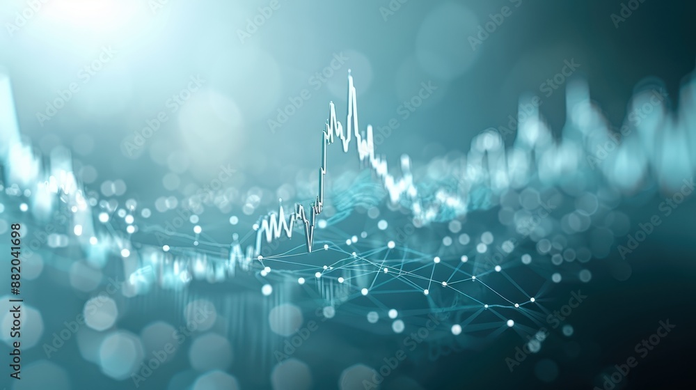 Poster a blue and white image of a graph with a line that is going down