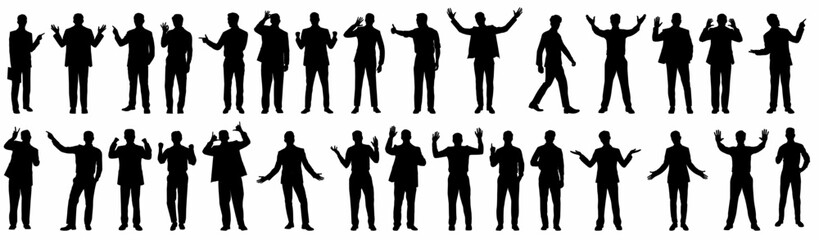 silhouettes of people working group of business people vector illustration on isolated white background.