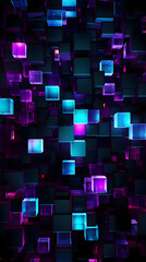 Digital blue and purple squares and dots abstract graphics poster mobile phone background