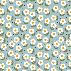 cute simple daisy wild flower pastel seamless pattern