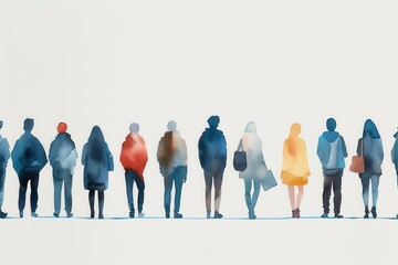 diverse group participating in extracurricular activities, dynamic environment, watercolor illustration, isolated on white background