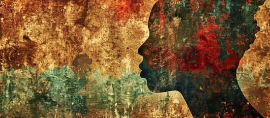 Silhouette of a Face Against a Grunge Background