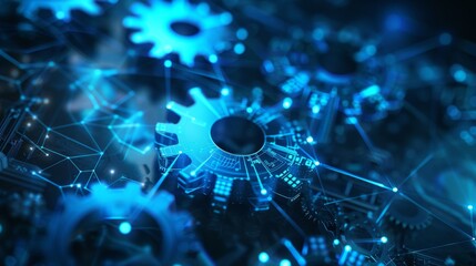 Obraz premium Illustration of gears and upward arrows representing business's mechanics for progress and innovation