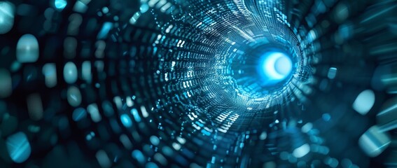 Abstract blue background with a new futuristic technology banner